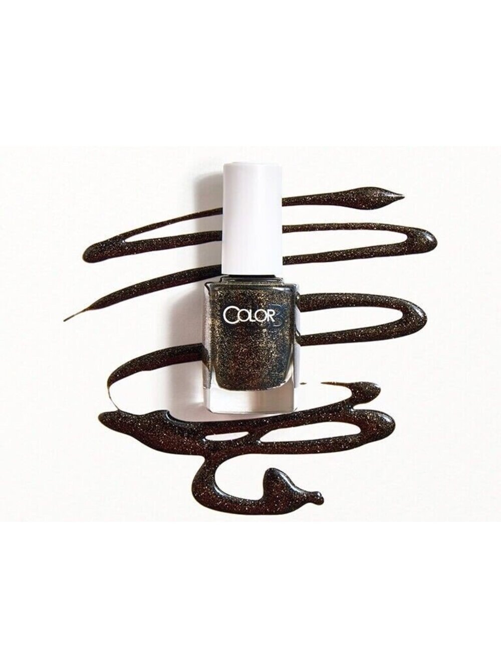 COLOR CLUB Nail Polish Take Nothing For Granite- Brand New Black Silver Glitter